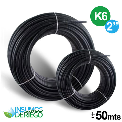 Caños / Rollos de Polietileno K6 de 2" de 50mts para riego o tendido de cables