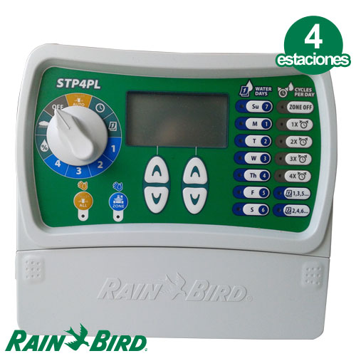 PROGRAMADOR DE RIEGO RAIN BIRD AUTOMATICO STP 4 ESTACIONES / ZONAS PLUS 230V