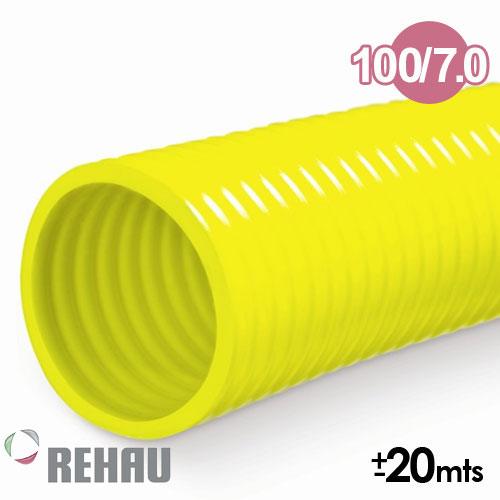 Rehau Rollo de manguera Rauspiraflex H2 Amarilla 100/7.0 x 20 mts