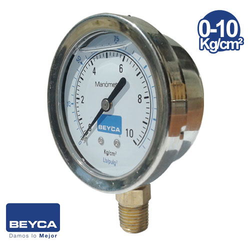 Manómetro con glicerina Beyca MM2-44 0-10 KG/cm²