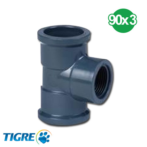 TEE 90º PVC SOLDABLE ROSCABLE 90mm x 3